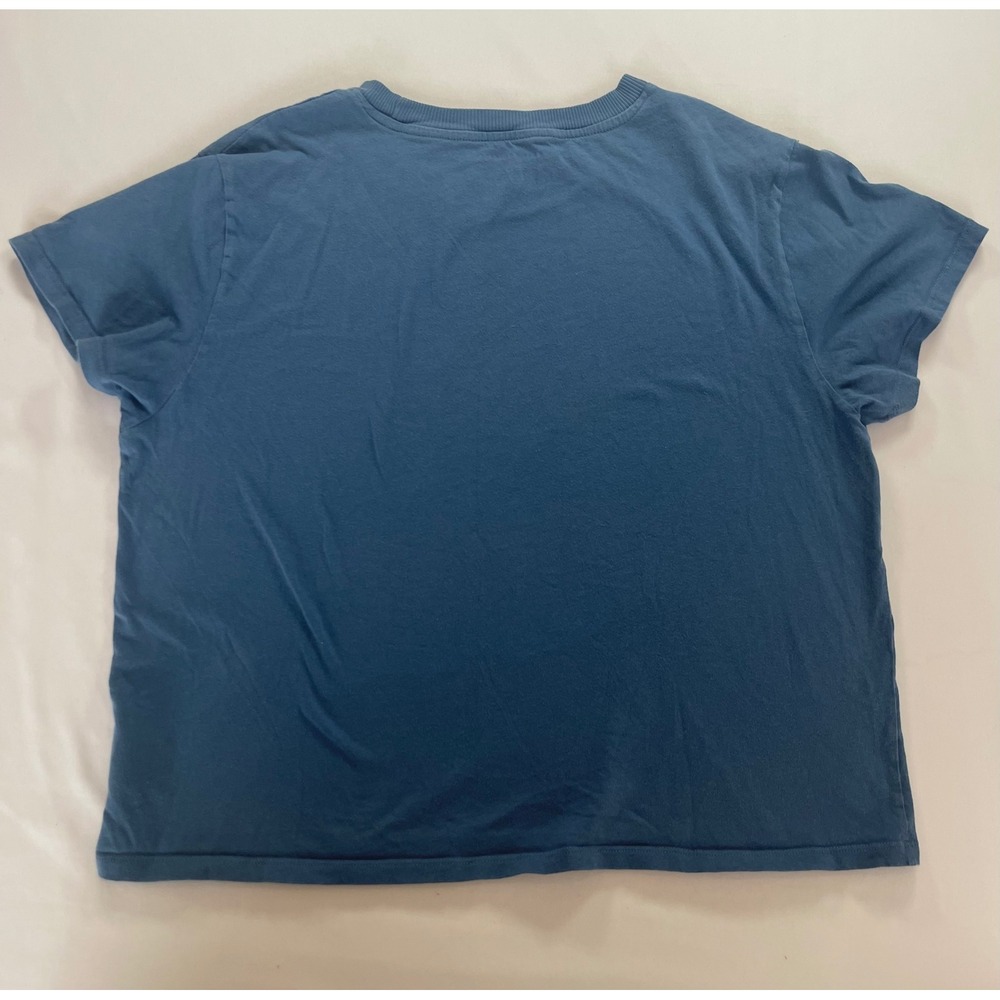 American Eagle Butterfly Graphic T-Shirt Blue Cotton Short Sleeve Boxy Top Large - Picture 6 of 6